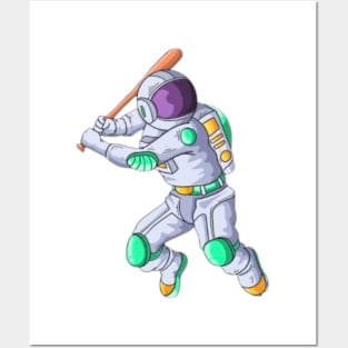 Astronaut play Cricket Posters and Art